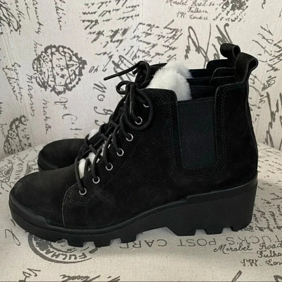 NEW, Eileen Fisher, Calm, Suede Shearling Booties - Picture 8 of 15